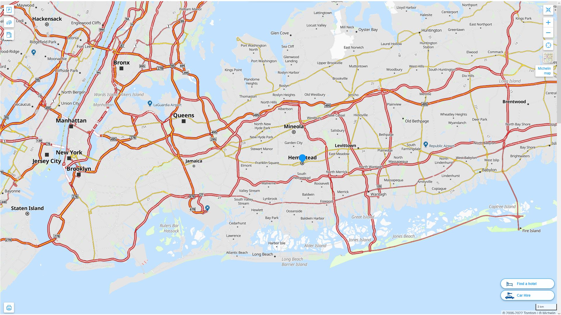Hempstead New York Highway and Road Map